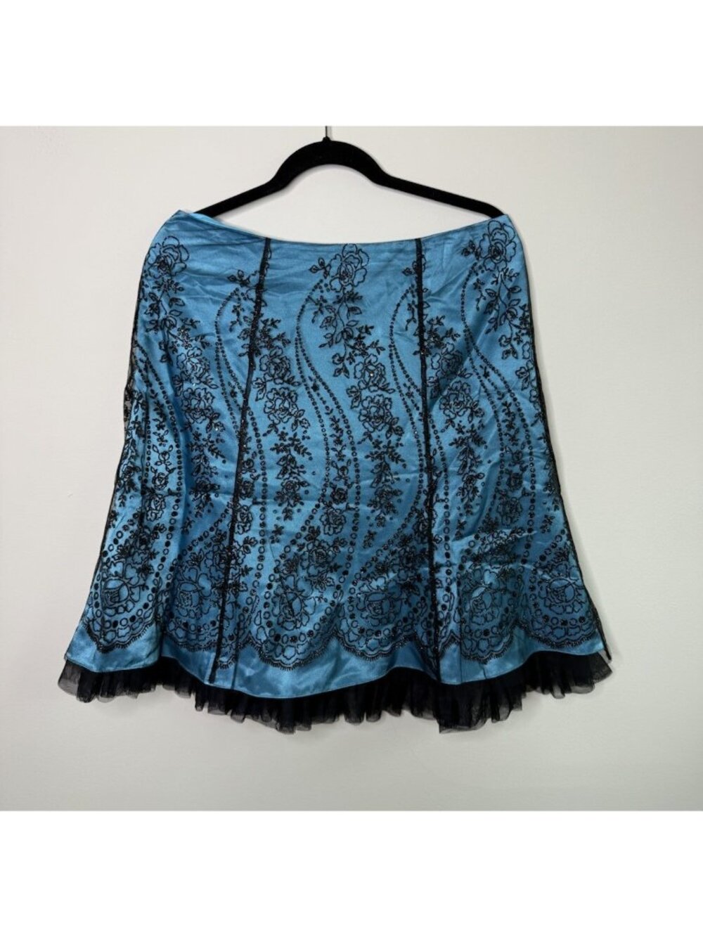 Vintage Y2K Skirt Metallic Floral Flowers Tuelle Whimsigoth Fairy